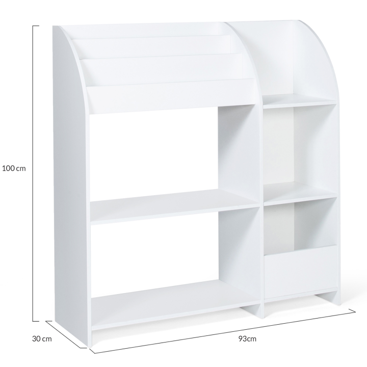 Etagère de rangement jouets et bibliothèque enfants en bois blanc