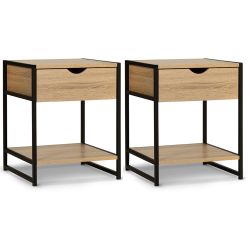 Lot de 2 tables de chevet DETROIT  design industriel