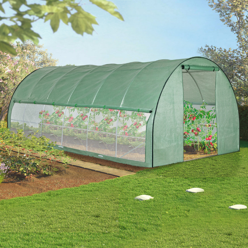 Serre de Jardin en polycarbonate de 5,9 m² avec embase - Vert - ANISSA