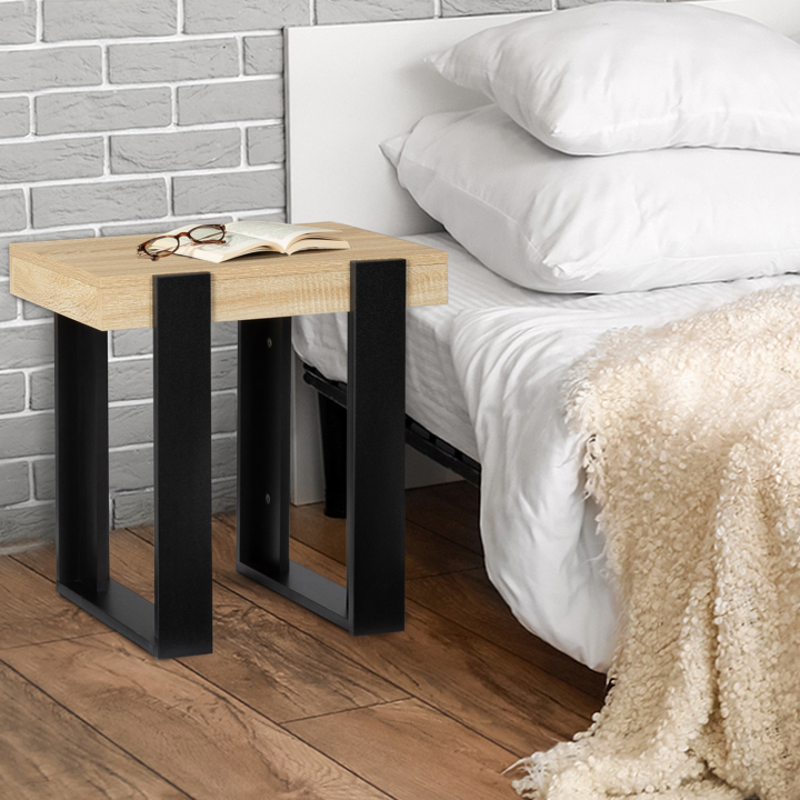 Lot de 2 tables de chevet PHOENIX bois clair et noir