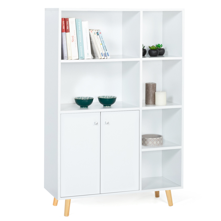 Bibliothèque 2 portes EMMIE scandinave bois blanc