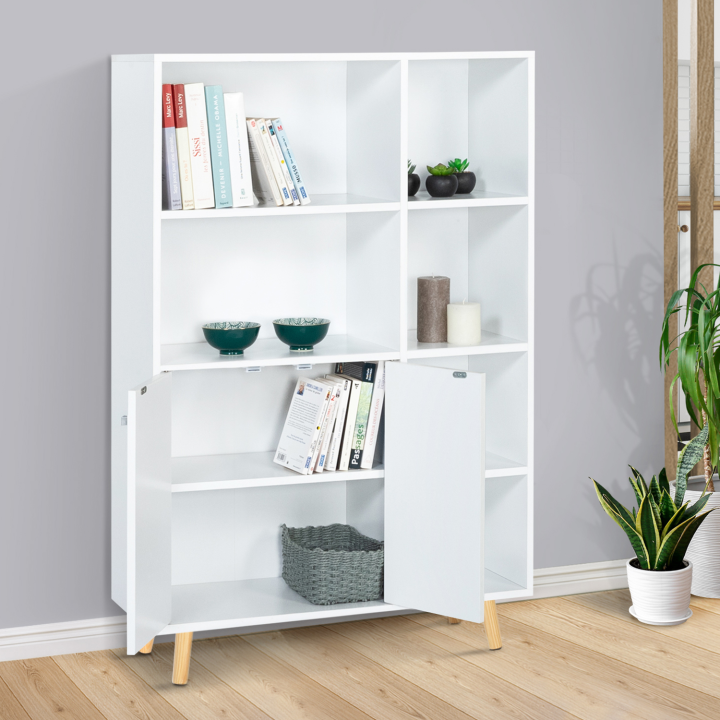 Bibliothèque 2 portes EMMIE scandinave bois blanc