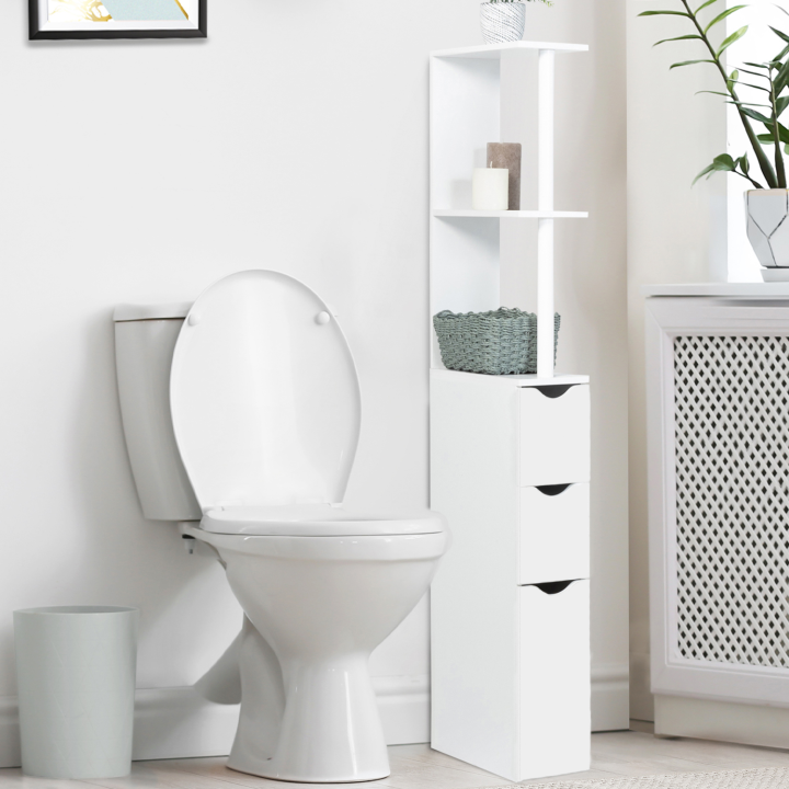 Mueble WC barato con 3 puertas y estantes blancos | ID Market