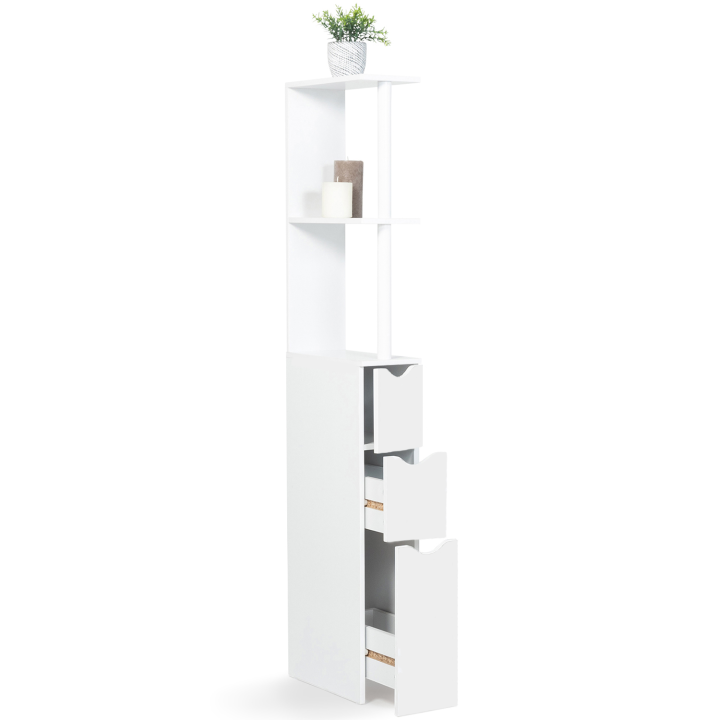 Mueble WC barato con 3 puertas y estantes blancos | ID Market