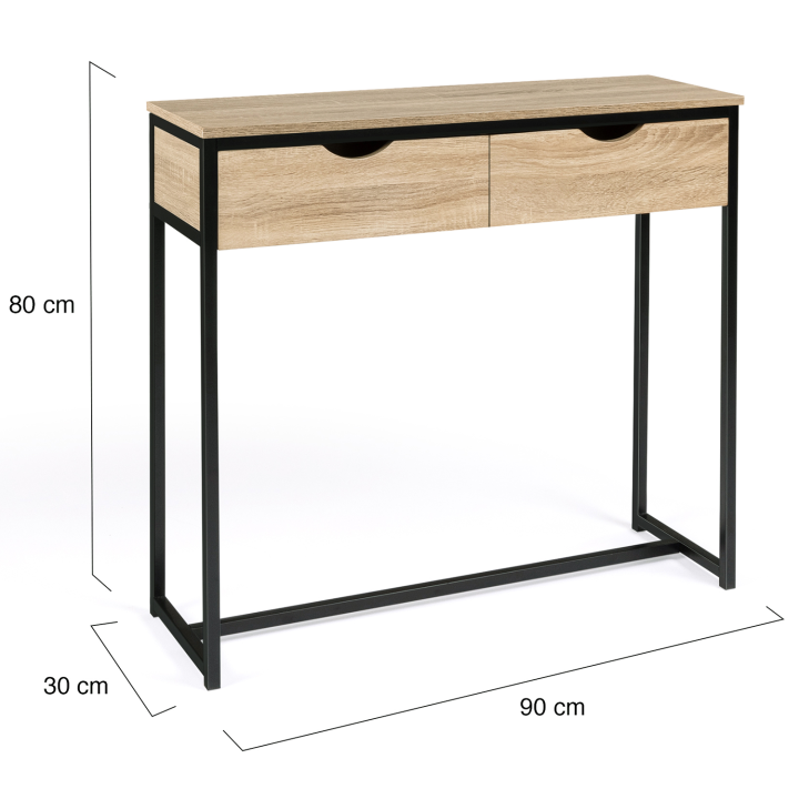 Consola de entrada de estilo industrial con 2 cajones - DETROIT | ID Market