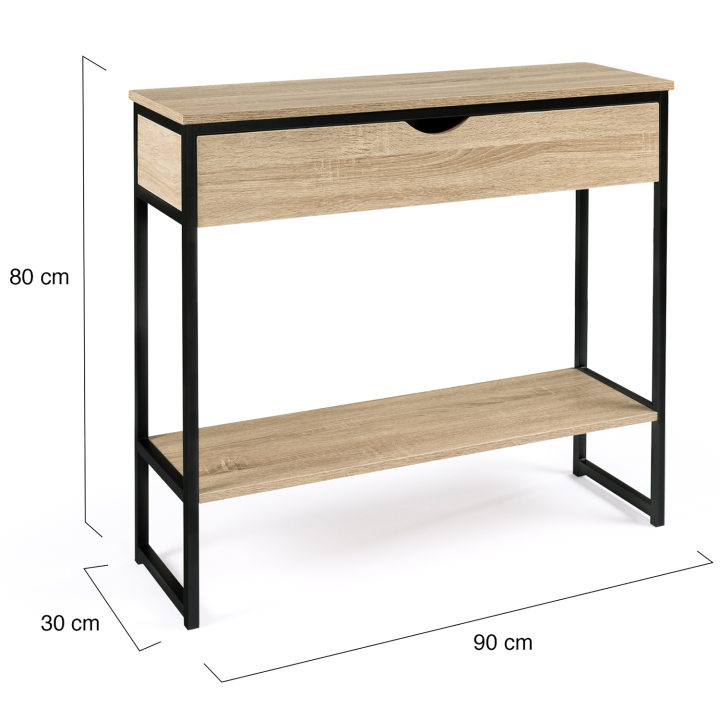 Consola de entrada industrial con cajón y estante - DETROIT | ID Market