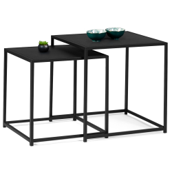 Lot de 2 tables basses gigognes DAVIS 40/45 en métal noir mat design industriel