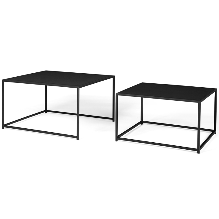 Lot de 2 tables basses gigognes DAVIS 60/70 en métal noir mat design industriel