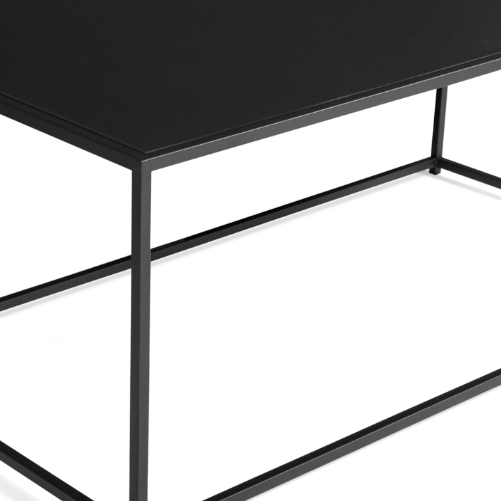 Table basse DAVIS 113 cm en métal noir mat design industriel