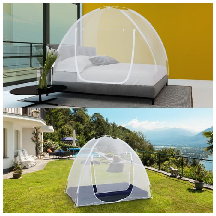 Mosquitera cama 2 plazas cúpula blanca pop-up 195x180 cm | ID Market