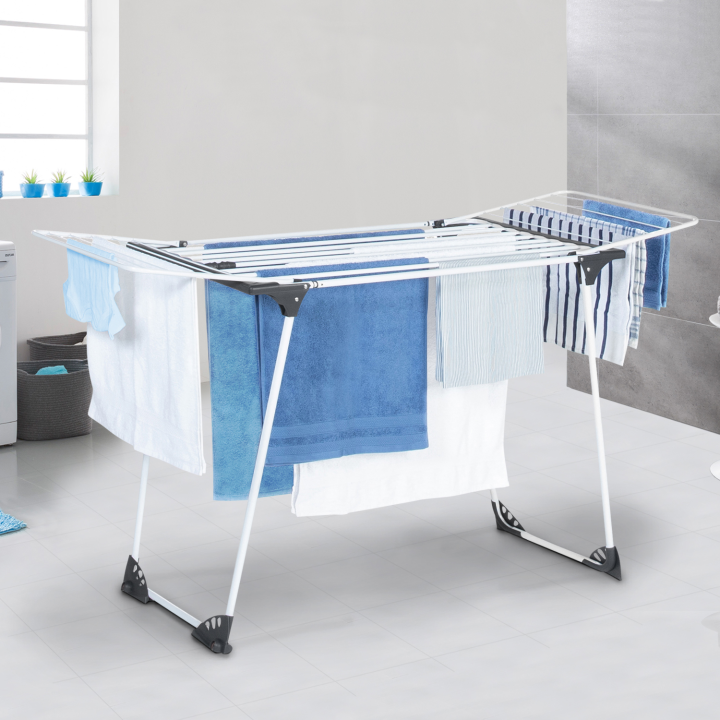 Séchoir à linge ULTRA gris et blanc étendoir extensible pliable