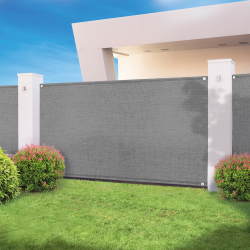 Pantalla de privacidad gris claro 1,5 m x 10 m blackout 300 g/m² alta densidad | ID Market