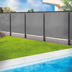 Pantalla de privacidad gris claro 1,5 m x 10 m reforzada blackout 220 g/m² | ID Market