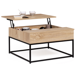 Table basse carrée plateau relevable DETROIT design industriel