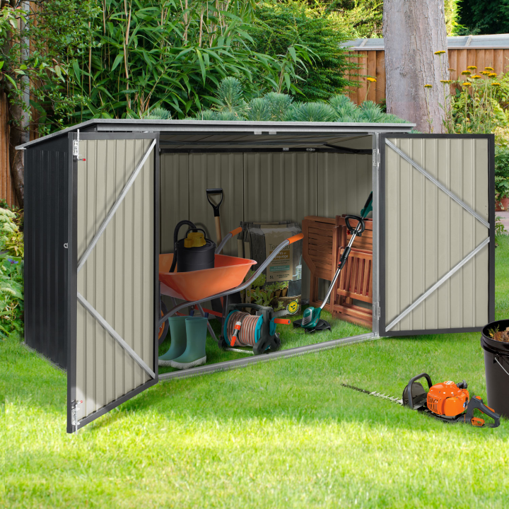 Abri de jardin en métal pour vélos ou poubelles