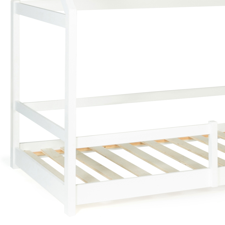 Lit cabane enfant 90 x 190 CM NESSI blanc avec sommier et barrières