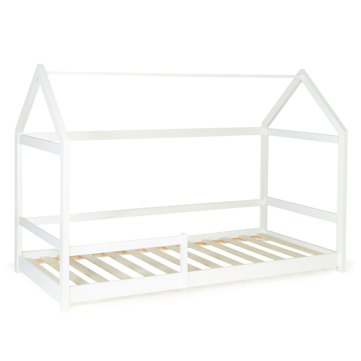 Lit cabane enfant 90 x 190 CM NESSI blanc avec sommier et barrières