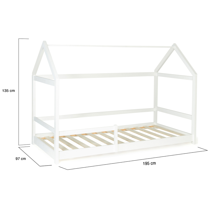 Cama infantil barata 90x190 cm blanca - NESSI | ID Market