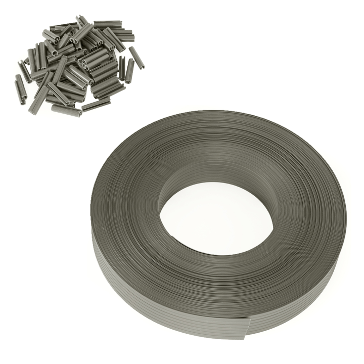 Kit de lamelles occultantes PVC gris clair L.60 M pour panneau grillagé