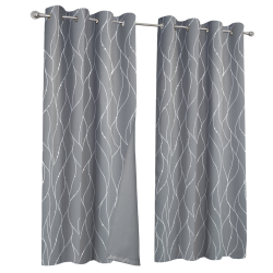 Lot de 2 rideaux thermiques gris anthracite motif courbe 140x240 cm