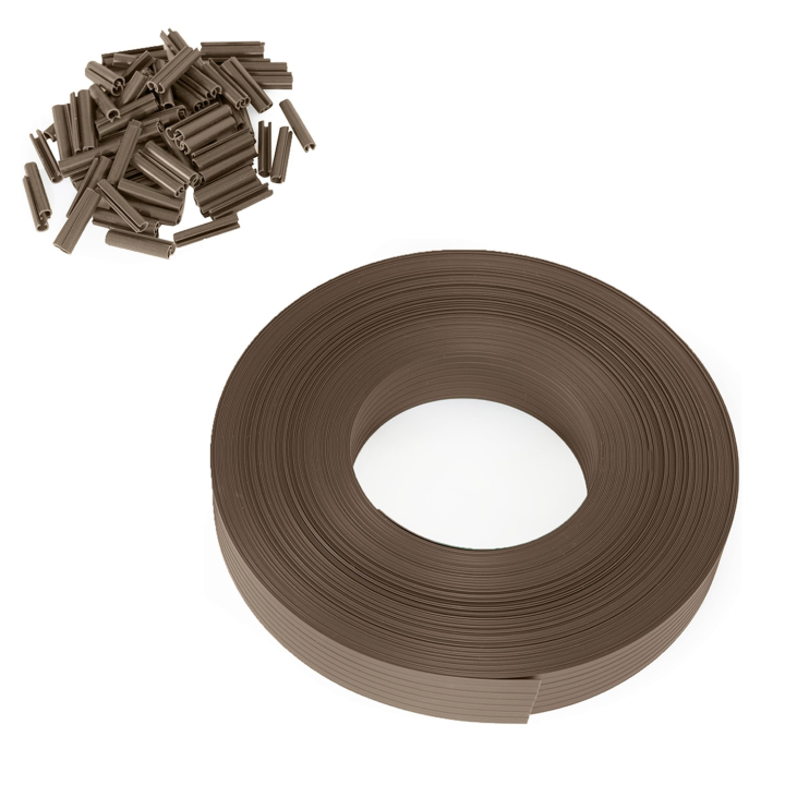 Kit de lamelles occultantes PVC taupe L.60 M pour panneau grillagé