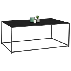 Table basse DAVIS 113 cm en métal noir mat design industriel