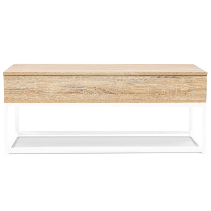 Table basse plateau relevable DETROIT design industriel bois et métal blanc