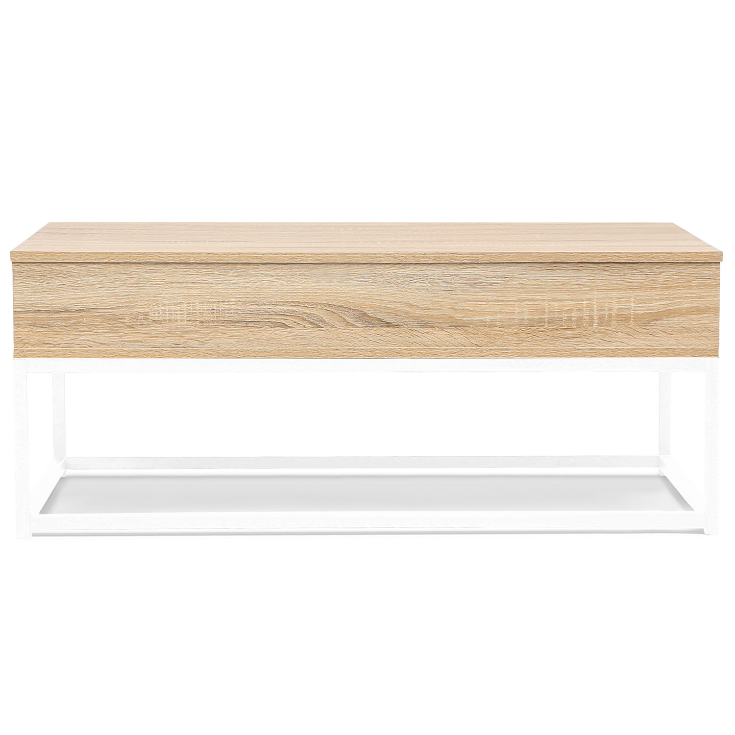 Petite table basse moderne et design en acier blanc et bois VEJTSBERG