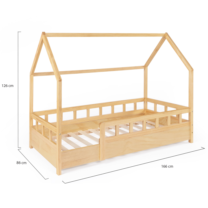 Cama cabaña de madera 80x160cm para niños - NEREE | ID Market