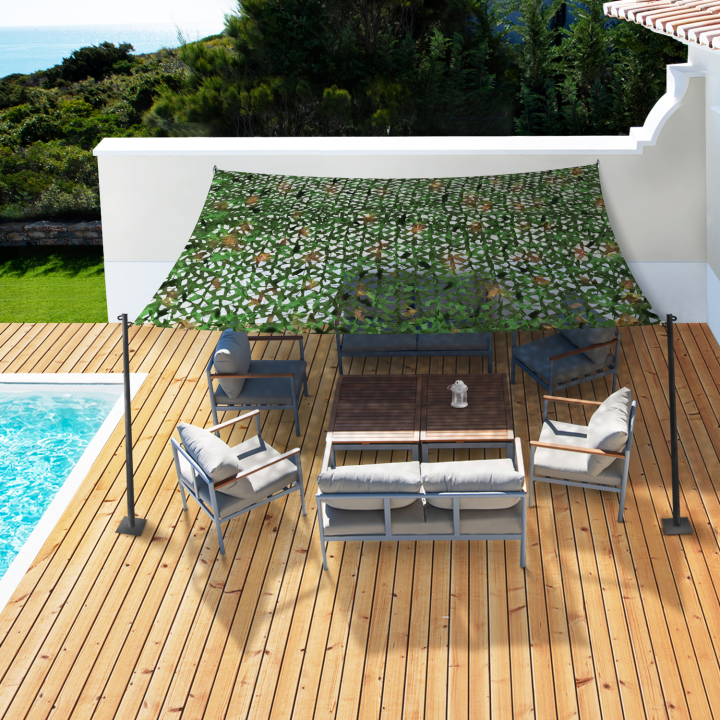 Sombra rectangular estilo camuflaje enrejado verde vela 4x6 m | ID Market