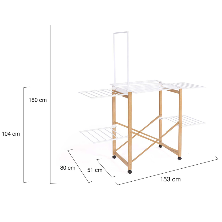 Tendedero plegable con espacio para colgar de imitación madera - ID Market