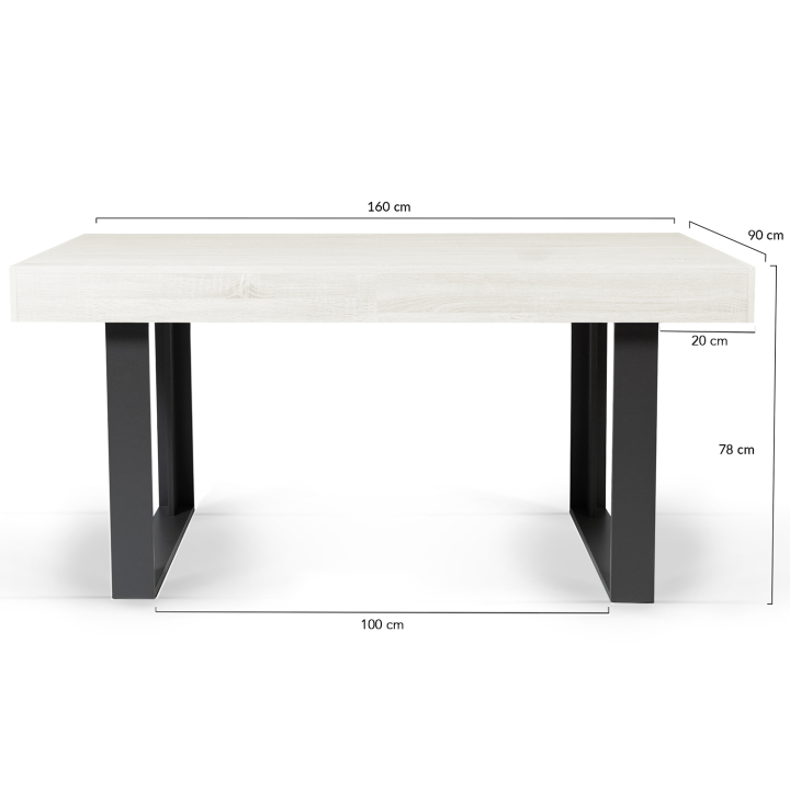 Table à manger rectangle PHOENIX 6 personnes bois gris 160 cm