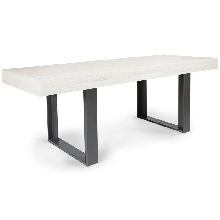 Table à manger extensible rectangle PHOENIX 6-10 personnes bois gris 160-200 cm