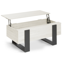 Mesa de centro elevable con tablero de madera gris y patas gris oscuro - PHOENIX | ID Market