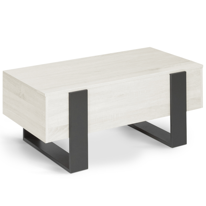 Mesa de centro elevable con tablero de madera gris y patas gris oscuro - PHOENIX | ID Market