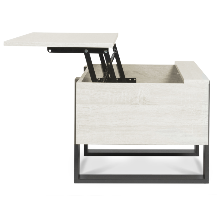 Mesa de centro elevable con tablero de madera gris y patas gris oscuro - PHOENIX | ID Market