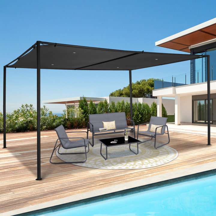 Pérgola de jardín de tela gris 3x4M - SAN JOSE | ID Market