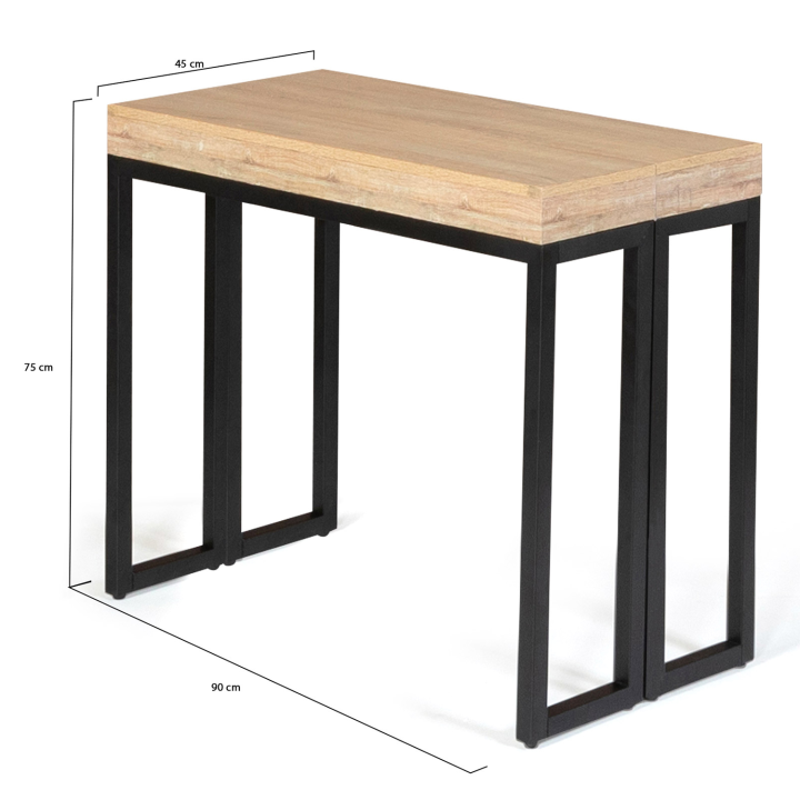 Table console extensible TORONTO 6 personnes 140 cm design industriel