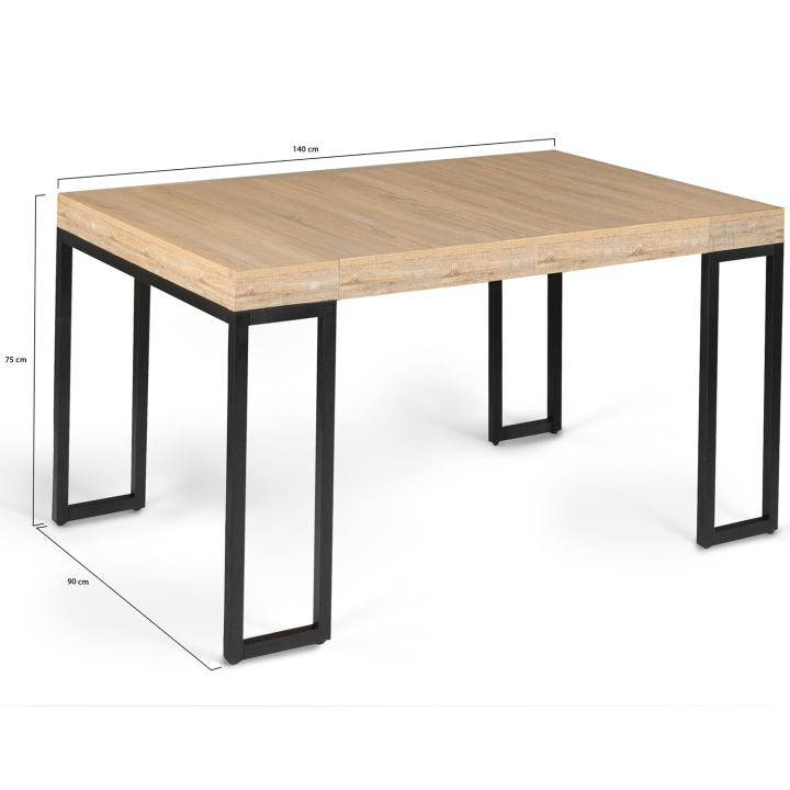 Table console extensible TORONTO 6 personnes 140 cm design industriel