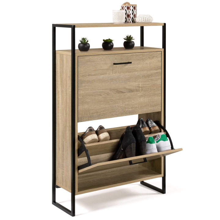 Mueble zapatero con estante imitación haya, 2 puertas - LUIS | ID Market