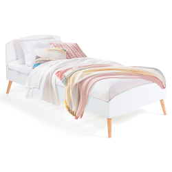 Cama de madera blanca estilo escandinavo 90x190 cm - SOREN | ID Market