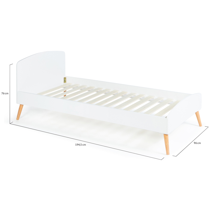 Cama de madera blanca estilo escandinavo 90x190 cm - SOREN | ID Market