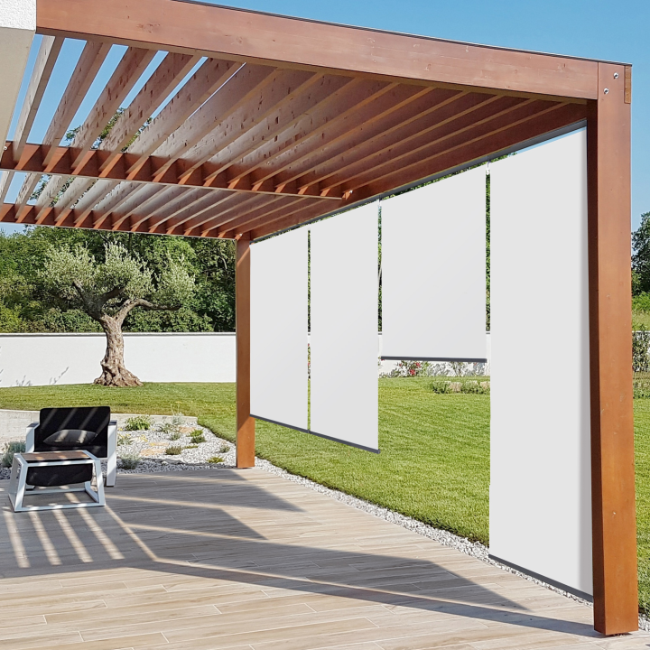 Juego de 3 estores enrollables An.124 x Al. 225 CM para pérgola blanca