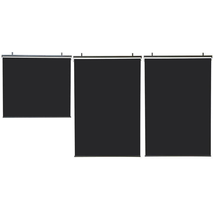 Lot de 3 stores enrouleurs L.124 x H. 225 CM pour pergola noir