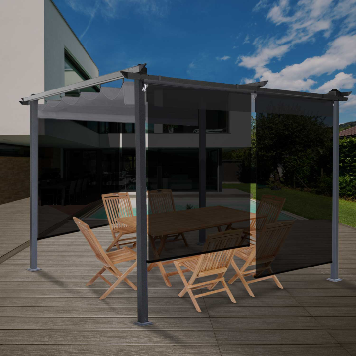 Estor enrollable pérgola negro 120x225 cm barato - Juego de 2 | ID Market