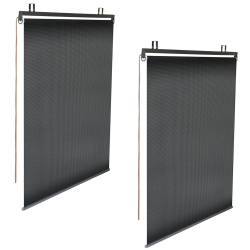 Lot de 2 stores enrouleurs tamisants L.124 x H. 225 CM pour pergola noir