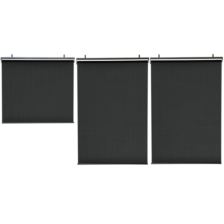 Lot de 3 stores enrouleurs tamisants L.124 x H. 225 CM pour pergola noir