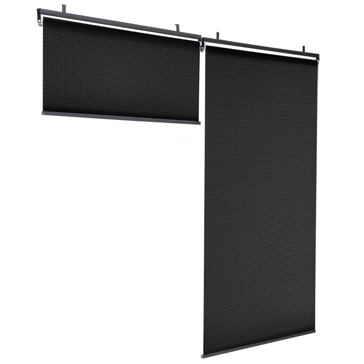 Lot de 2 stores enrouleurs tamisants L.124 x H. 225 CM pour pergola noir