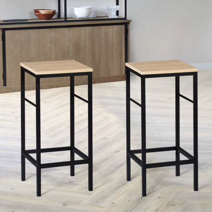 Lot de 2 tabourets de bar DETROIT design industriel