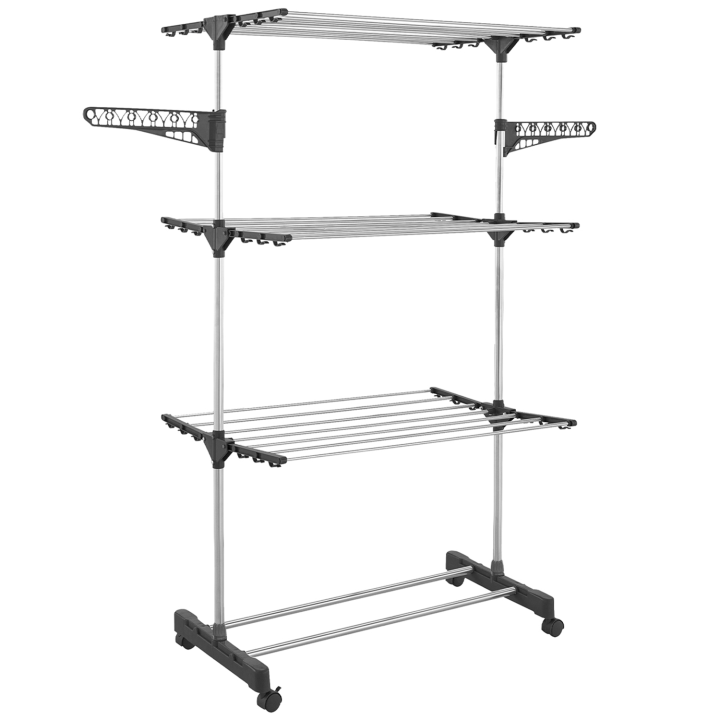 Secadora de ropa plegable de acero inoxidable gris gran capacidad H.145 cm - MAXIMA | ID Market